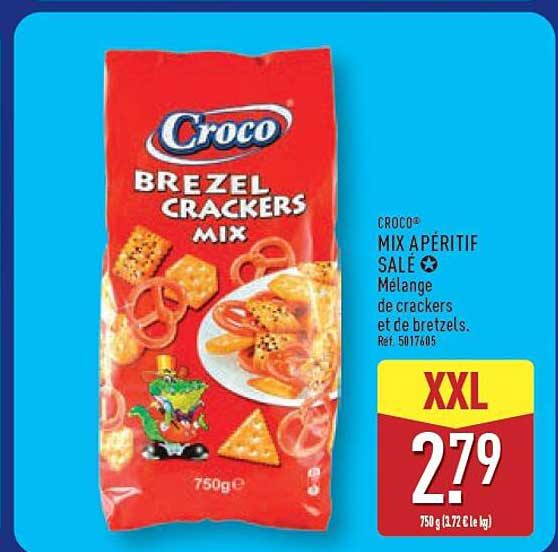 CROCO MIX APÉRITIF SALÉ Mélange de crackers et de bretzels. Ref. 5017605
