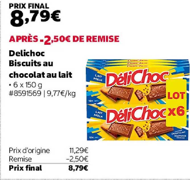 Delichoc Biscuits au chocolat au lait