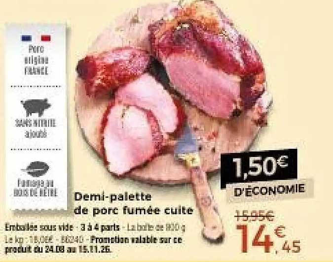 Demi-palette de porc fumée cuite