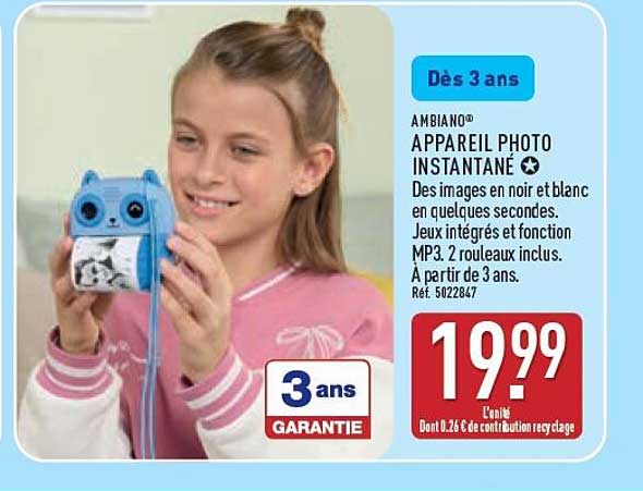Des 3 ans AMBIANO® APPAREIL PHOTO INSTANTANÉ