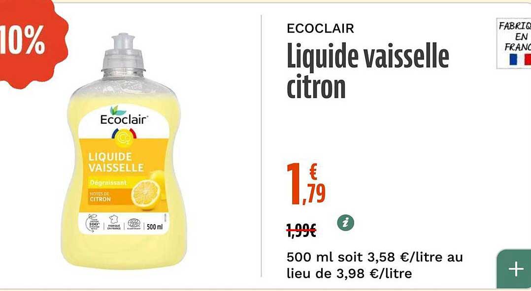 Ecoclair Liquide vaisselle citron
