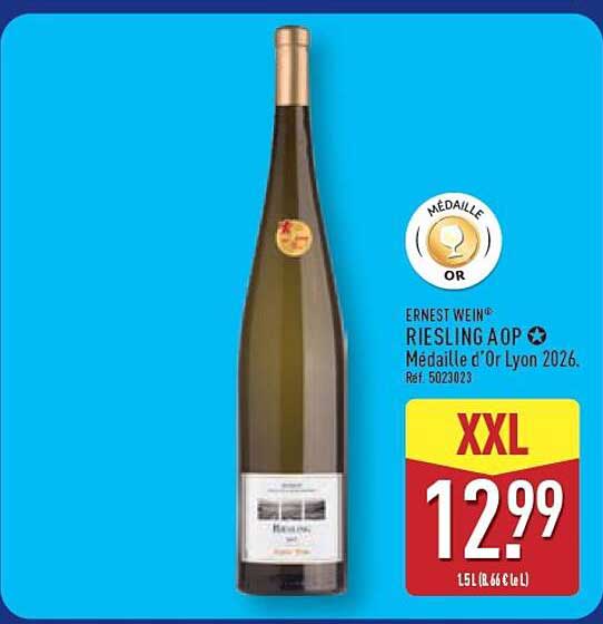 ERNEST WEIN RIESLING AOP Médaille d'Or Lyon 2026. Réf. 5023023
