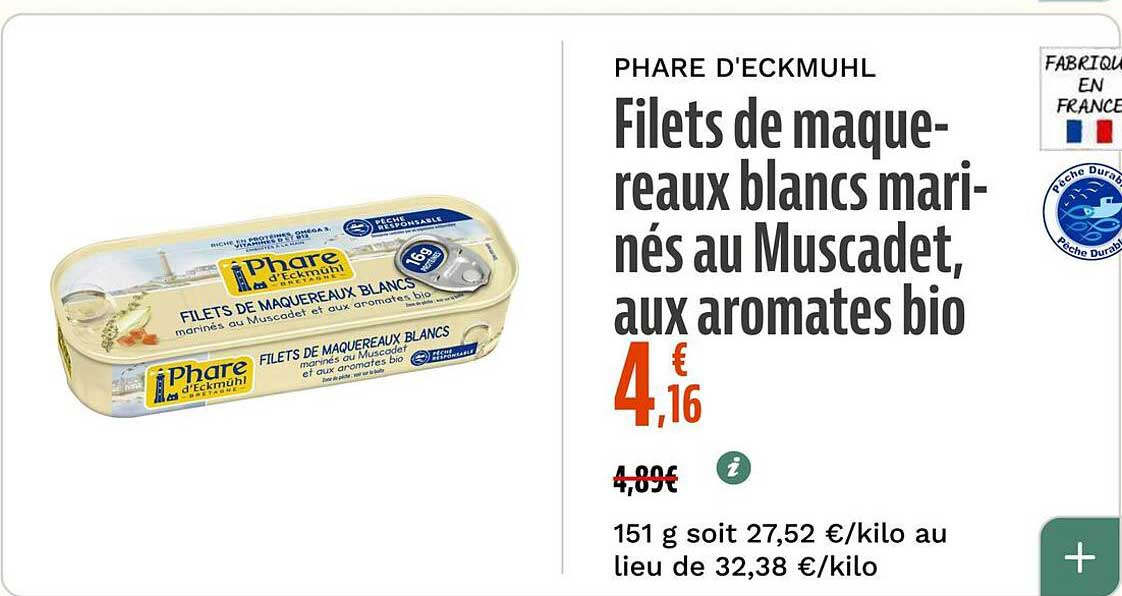 Filets de maquereaux blancs marinés au Muscadet, aux aromates bio