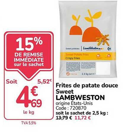 Frites de patate douce Sweet LAMBWESTON