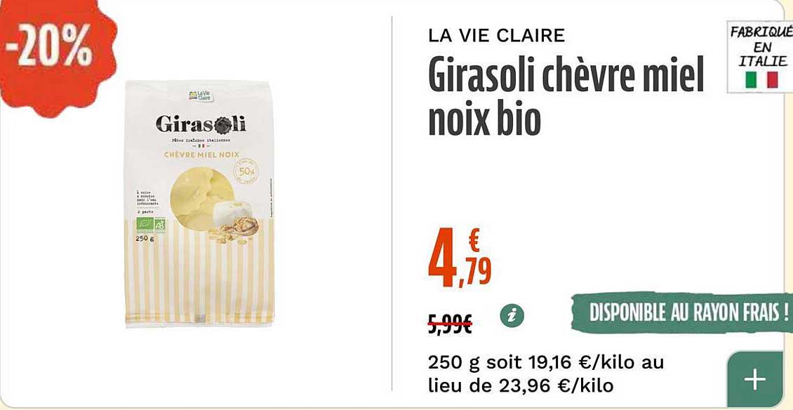 Girasoli chèvre miel noix bio