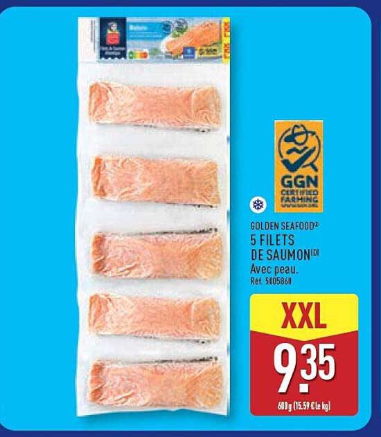 GOLDEN SEAFOOD® 5 FILETS DE SAUMON® Avec peau. Réf. 5005860