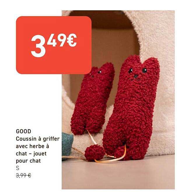 GOOD Coussin à griffer avec herbe à chat – jouet pour chat S