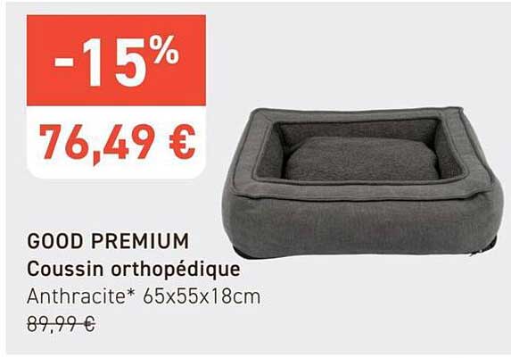 GOOD PREMIUM Coussin orthopédique Anthracite* 65x55x18cm