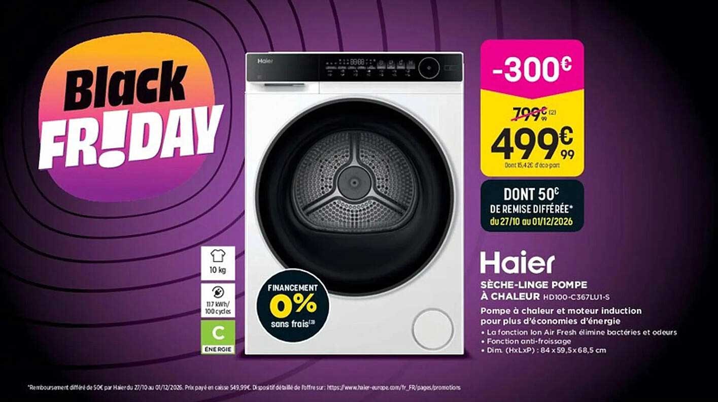 Haier Sèche-linge pompe à chaleur HD100-C367LU1-S