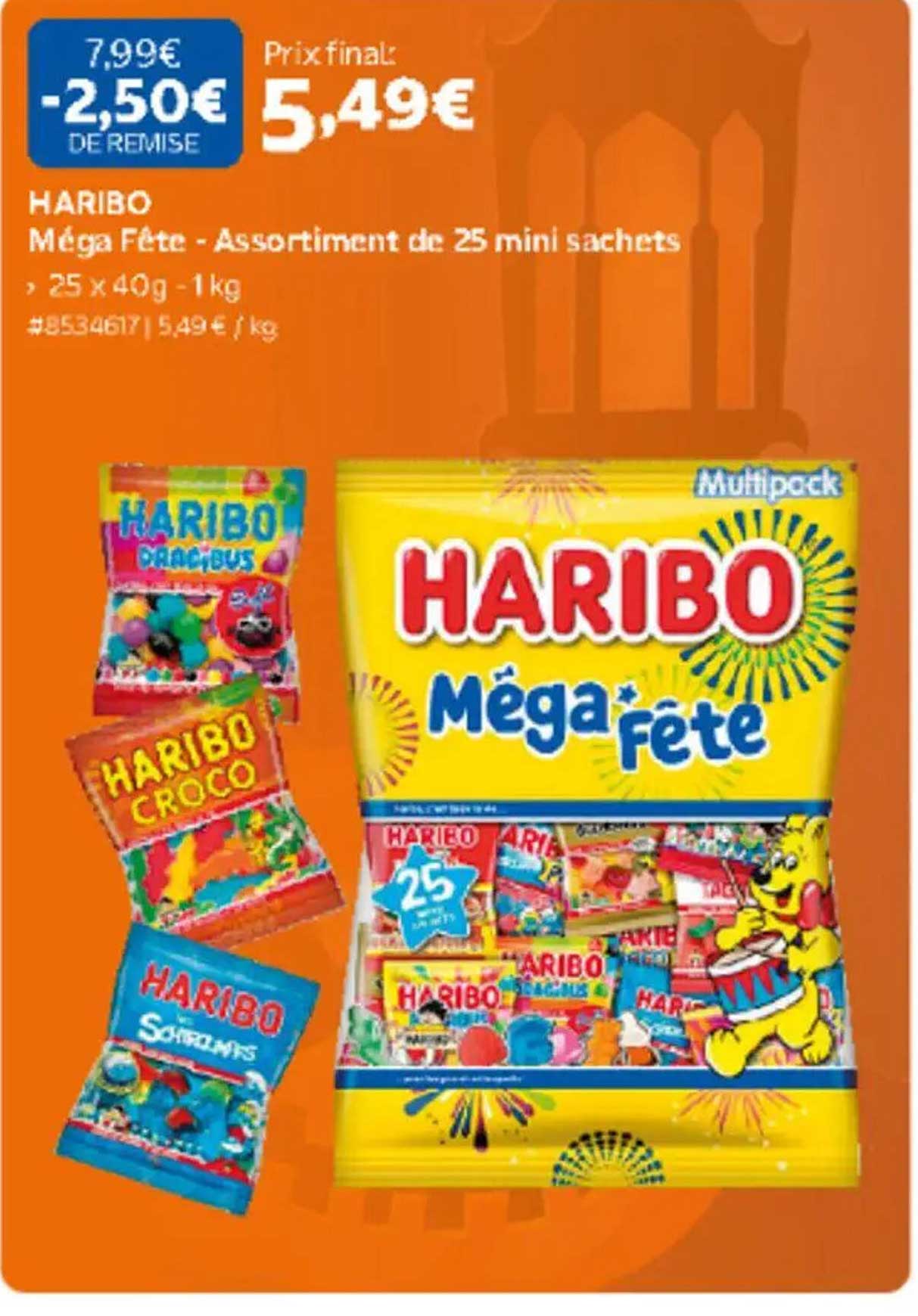 HARIBO Méga Fête - Assortiment de 25 mini sachets