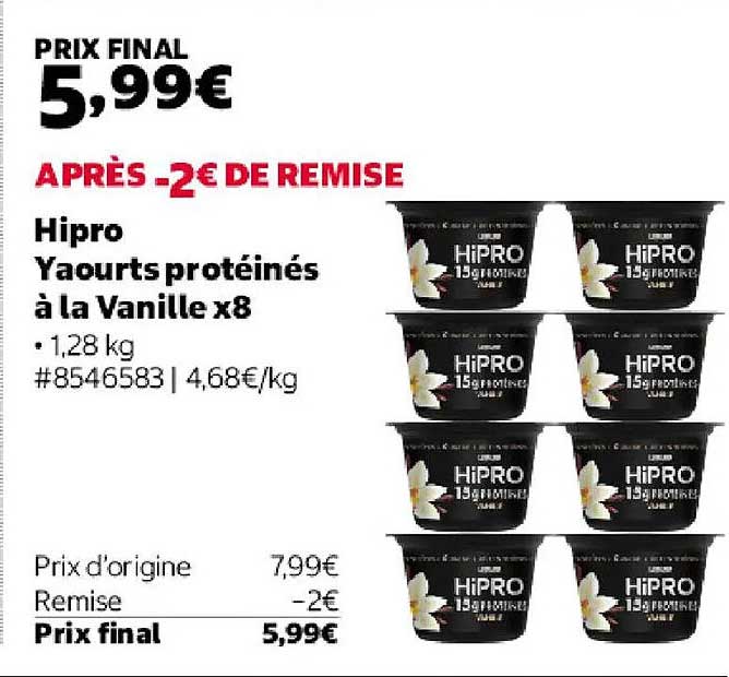 Hipro Yaourts protéinés à la Vanille x8