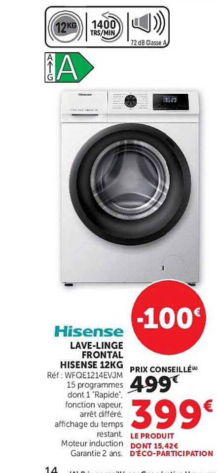 Hisense LAVE-LINGE FRONTAL HISENSE 12KG