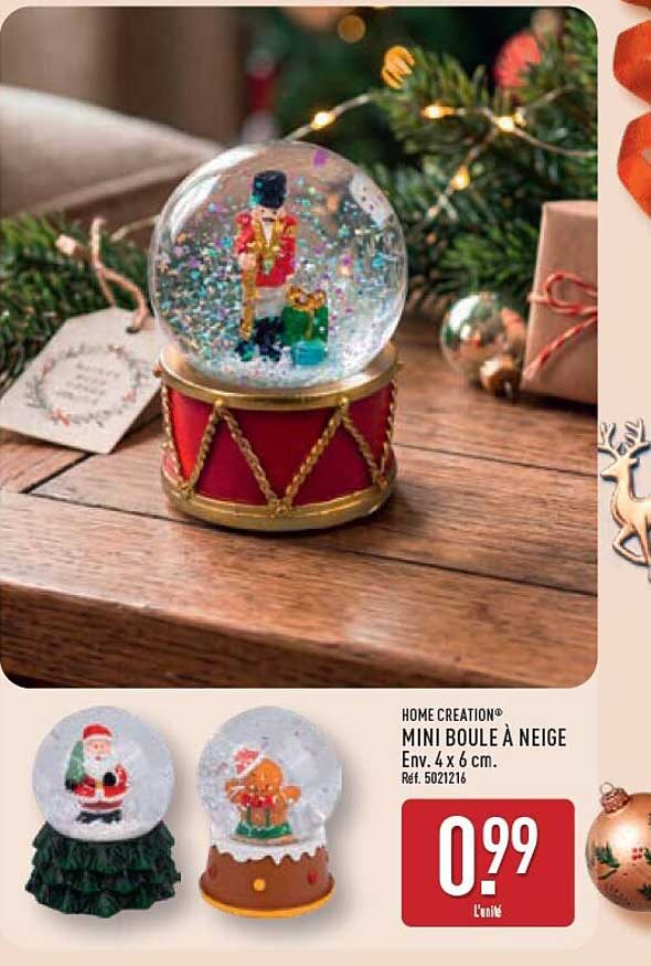 HOME CREATION® MINI BOULE À NEIGE Env. 4 x 6 cm. Ref. 5021216