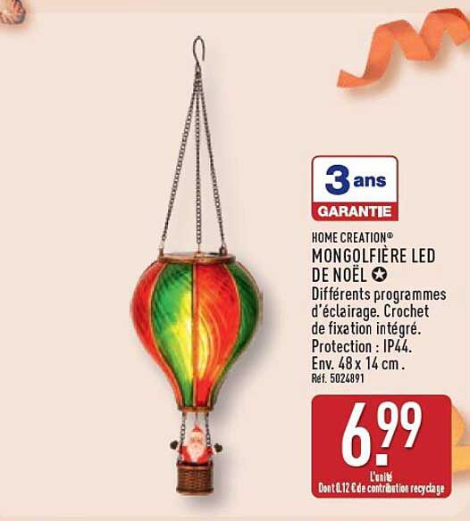 HOME CREATION® MONGOLFIÈRE LED DE NOËL
