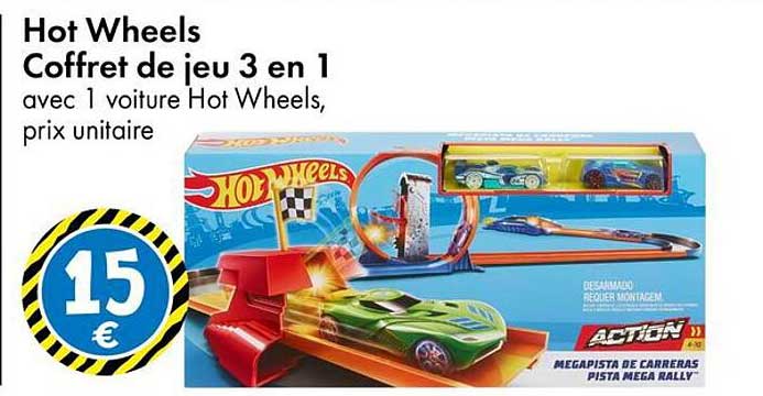 Hot Wheels Coffret de jeu 3 en 1 avec 1 voiture Hot Wheels, prix unitaire