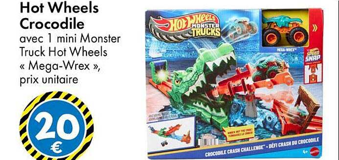 Hot Wheels Crocodile avec 1 mini Monster Truck Hot Wheels « Mega-Wrex », prix unitaire