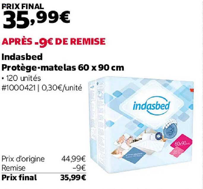 Indasbed Protège-matelas 60 x 90 cm