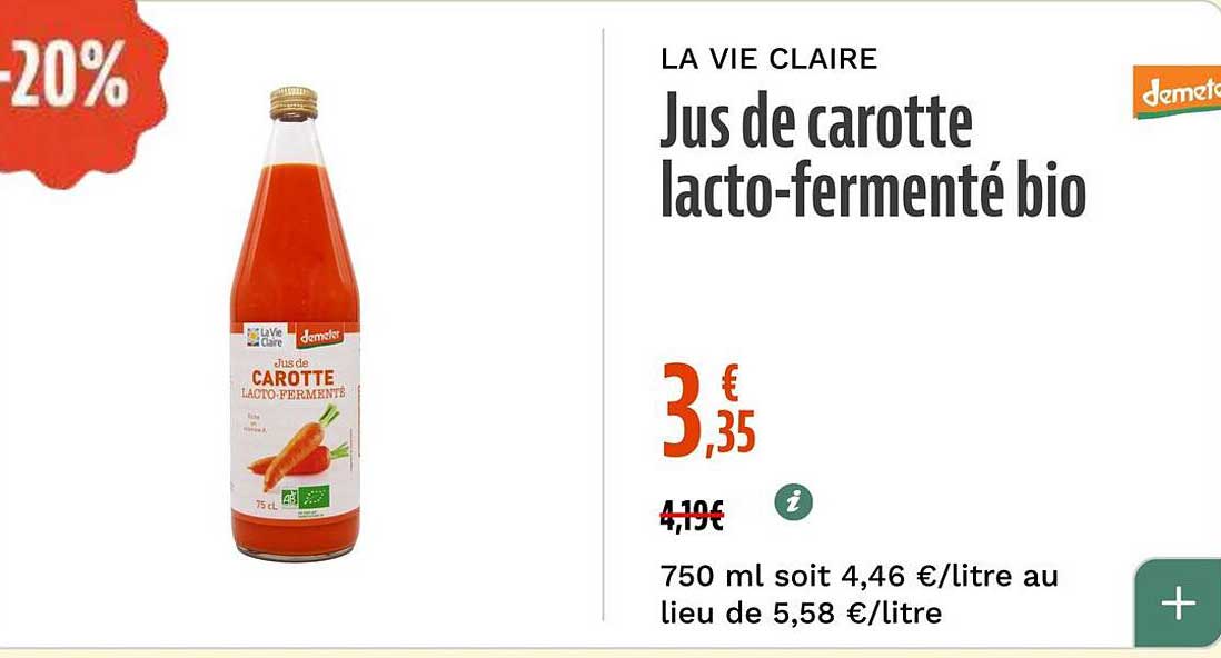 Jus de carotte lacto-fermenté bio