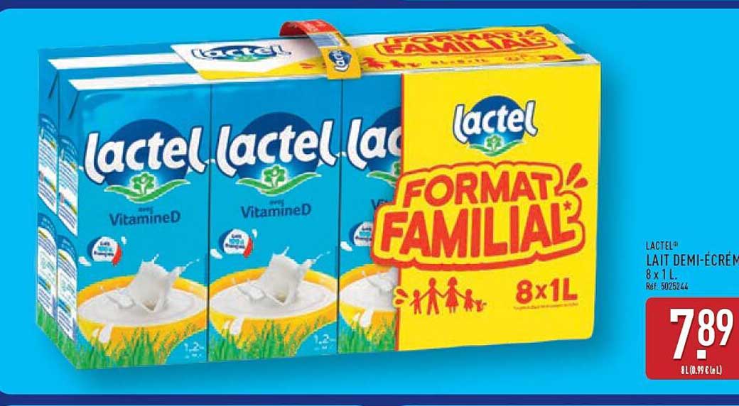 LACTEL® LAIT DEMI-ÉCRÉMÉ 8 x 1 L.
