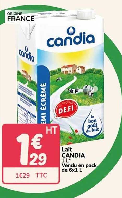 Lait CANDIA 1 L* Vendu en pack de 6x1 L