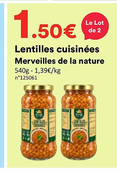 Lentilles cuisinées Merveilles de la nature