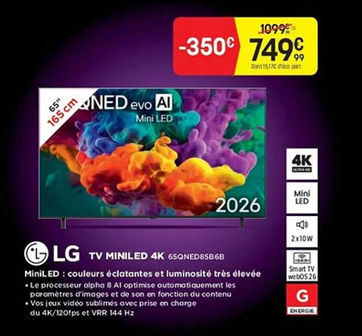 LG TV MINILED 4K 65QNED85B6B