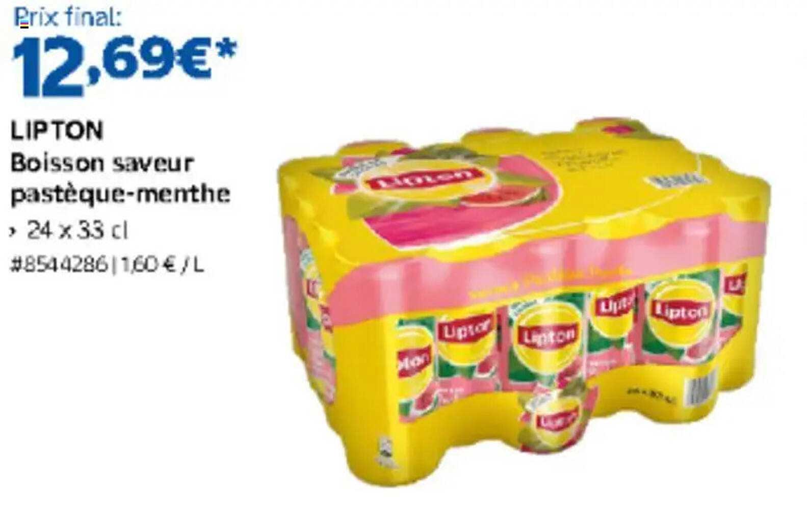 LIPTON Boisson saveur pastèque-menthe, 24 x 33 cl