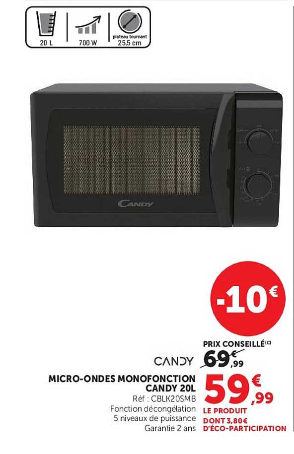 MICRO-ONDES MONOFONCTION CANDY 20L