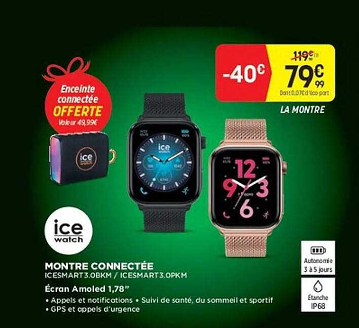 MONTRE CONNECTÉE ICESMART3.0BKM / ICESMART3.0PKM