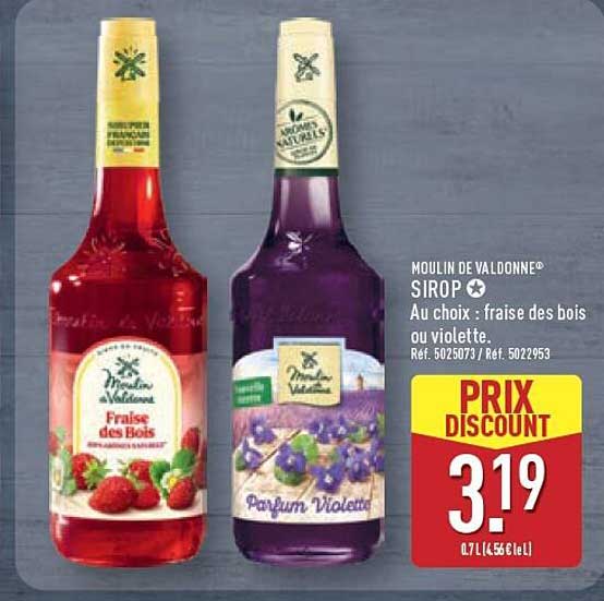 MOULIN DE VALDONNE SIROP Au choix : fraise des bois ou violette.
