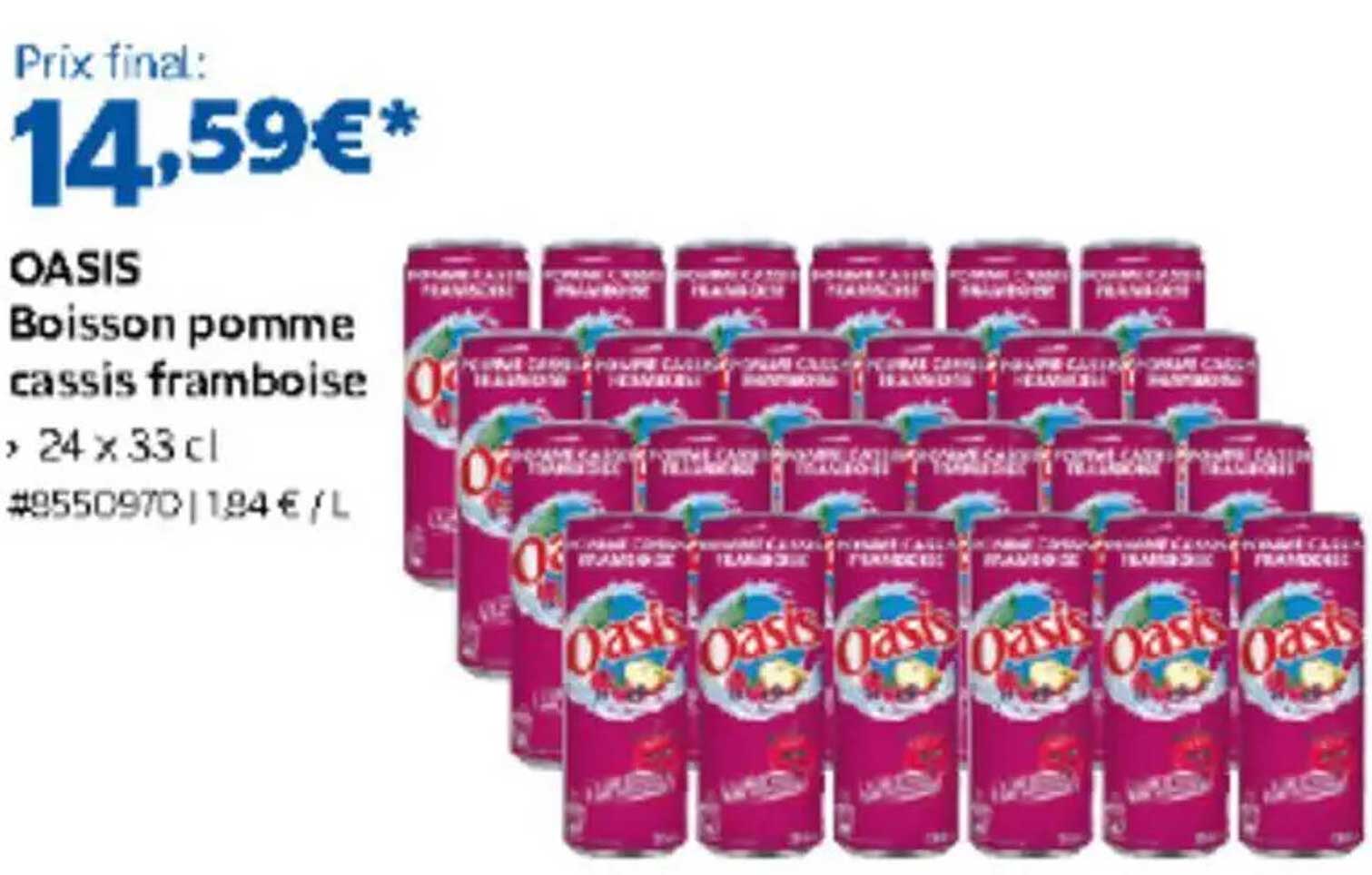OASIS Boisson pomme cassis framboise, 24 x 33 cl