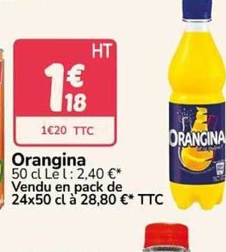 Orangina 50 cl Le L : 2,40 €* Vendu en pack de 24x50 cl à 28,80 €* TTC