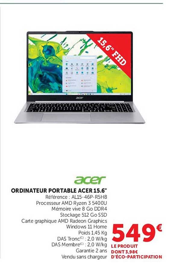 ORDINATEUR PORTABLE ACER 15.6"