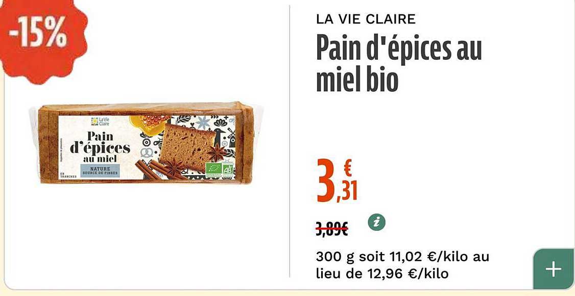 Pain d'épices au miel bio