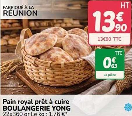 Pain royal prêt à cuire BOULANGERIE YONG 22x360 gr Le kg : 1,76 €*