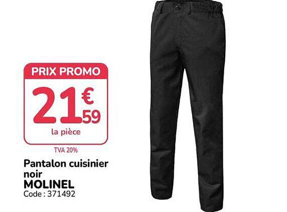 Pantalon cuisinier noir MOLINEL