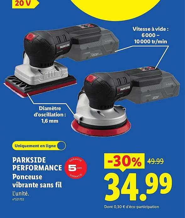 PARKSIDE PERFORMANCE Ponceuse vibrante sans fil