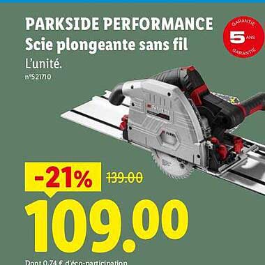PARKSIDE PERFORMANCE Scie plongeante sans fil L’unité. n°521710