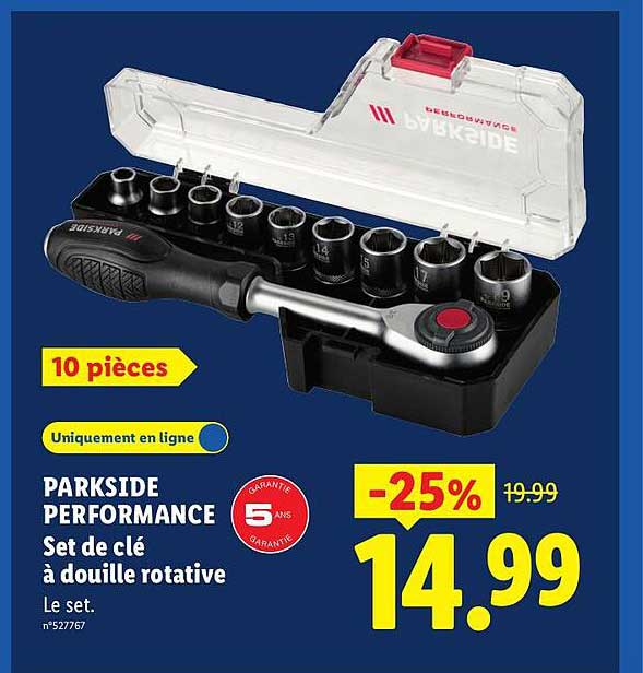 PARKSIDE PERFORMANCE Set de clé à douille rotative