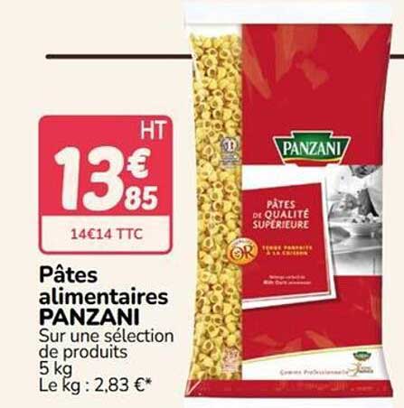 Pâtes alimentaires PANZANI Sur une sélection de produits 5 kg Le kg : 2,83 €*