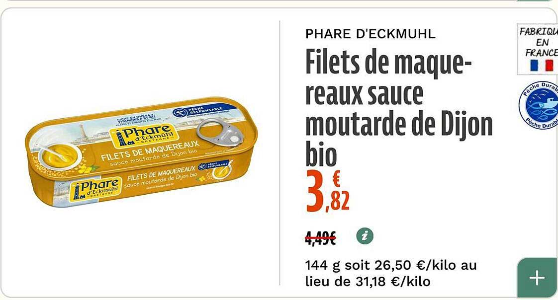 PHARE D'ECKMUHL Filets de maquereaux sauce moutarde de Dijon bio