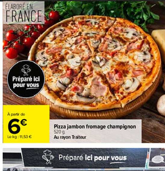 Pizza jambon fromage champignon