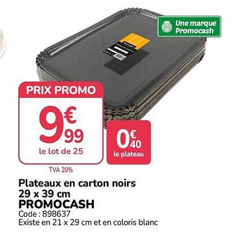 Plateaux en carton noirs 29 x 39 cm PROMOCASH
