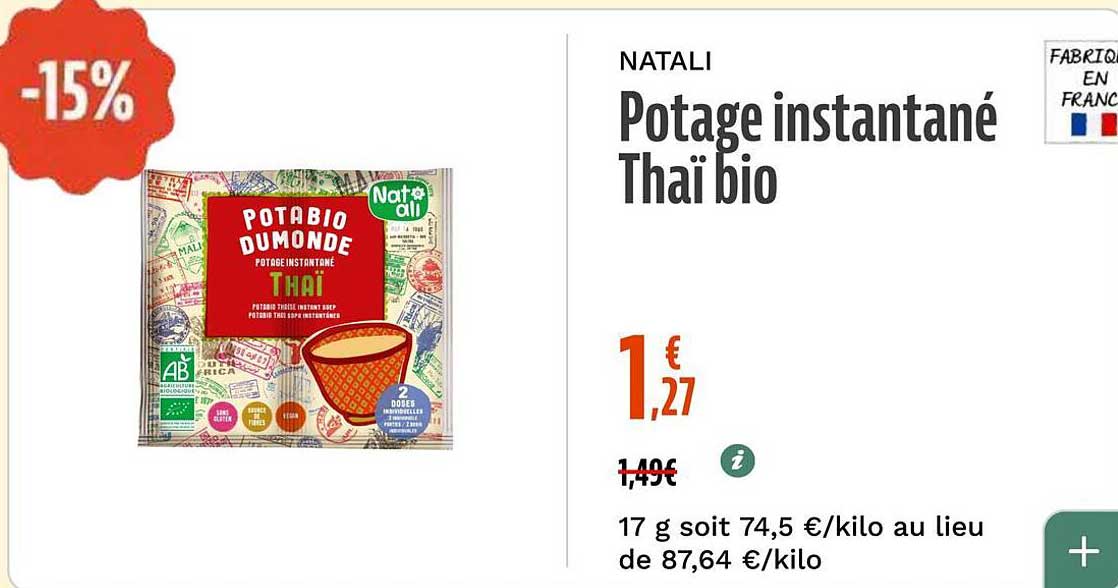 Potage instantané Thaï bio