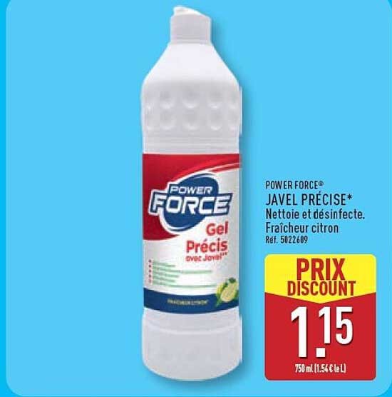 POWER FORCE® JAVEL PRÉCISE* Nettoie et désinfecte. Fraîcheur citron
