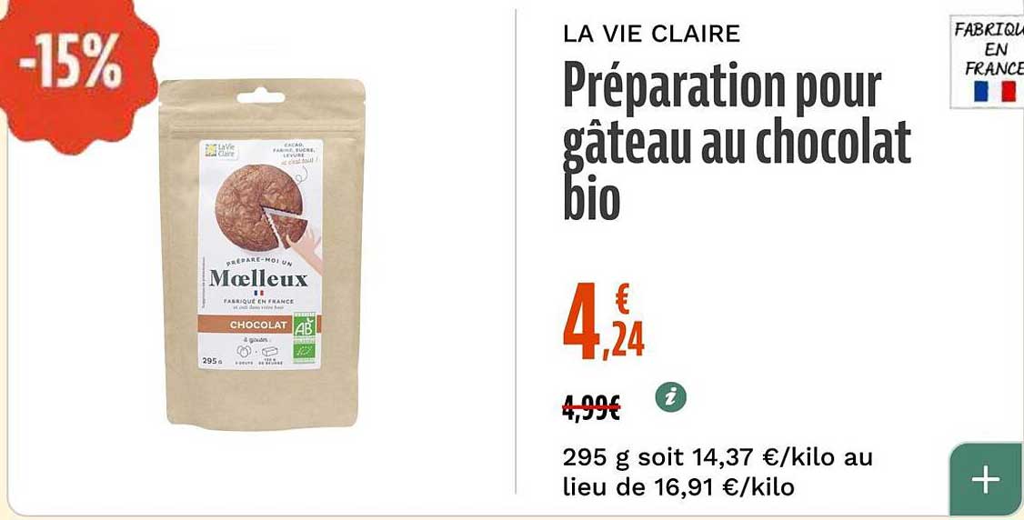 Préparation pour gâteau au chocolat bio