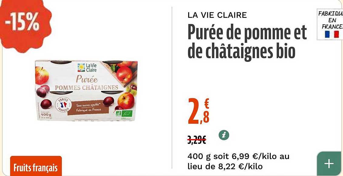 Purée de pomme et de châtaignes bio