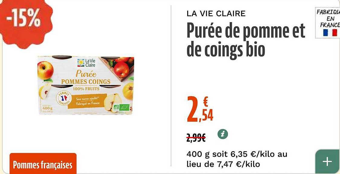 Purée de pomme et de coings bio