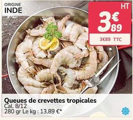 Queues de crevettes tropicales