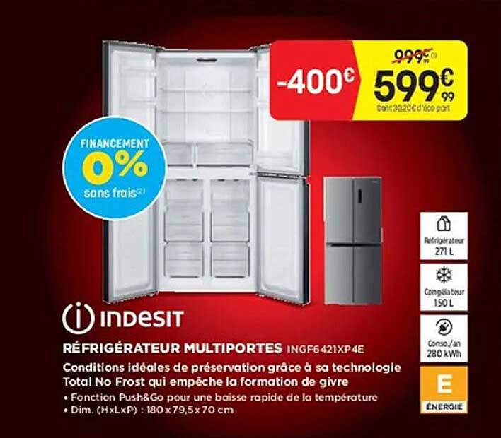 RÉFRIGÉRATEUR MULTIPORTES INGF6421XP4E